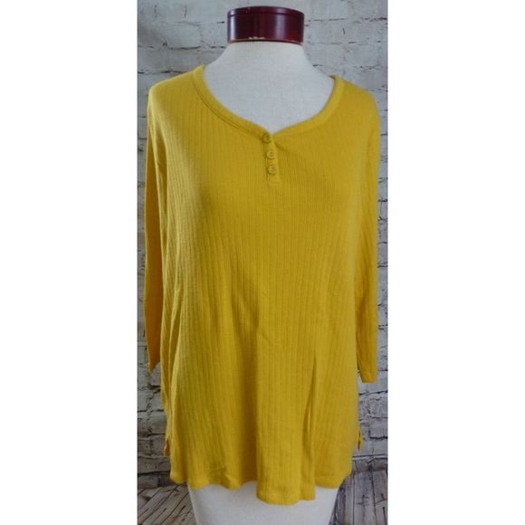 White Stag Yellow 3/4 Sleeves Shirt Women's Size XXL 20 2X - Picture 1 of 5